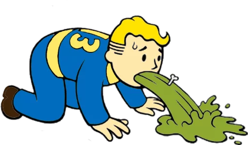 fallout vaultboy vault boy cartoon vomiting...