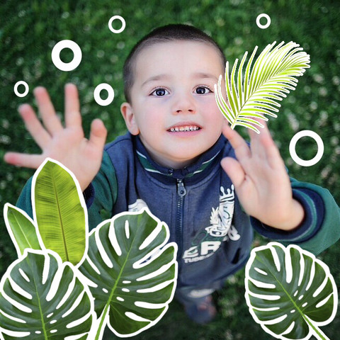 Boy pic edit with tropical plants