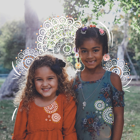 Cute kids outlined photo edit